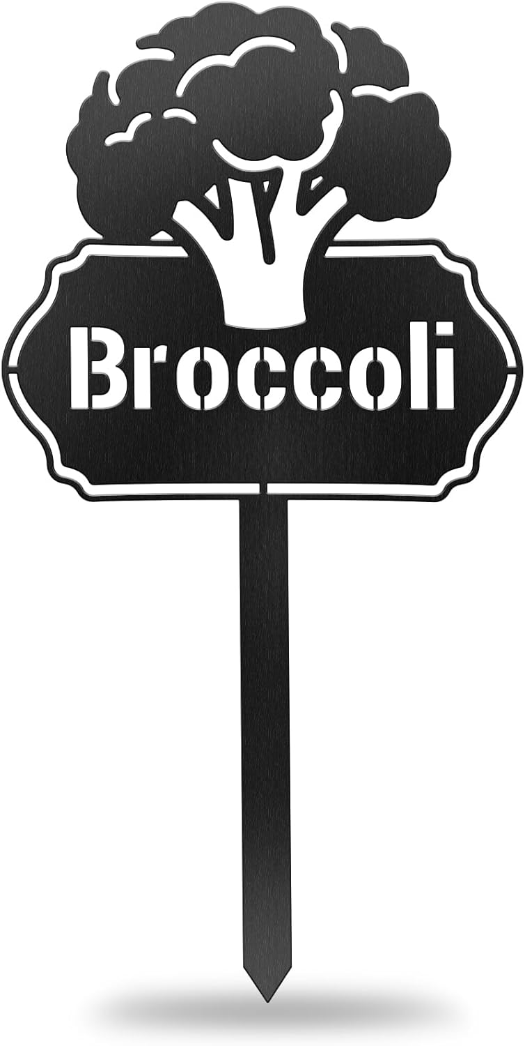 CUTHOLLOW Metal Plant Marker Stake Broccoli for Outdoor Indoor, Waterproof 11.8 inch Cute Garden Plant Labels Sign Tag for Vegetables, Farmhouse Greenhouse Decor - Funny Gardening Gifts-VerdiqueGarden