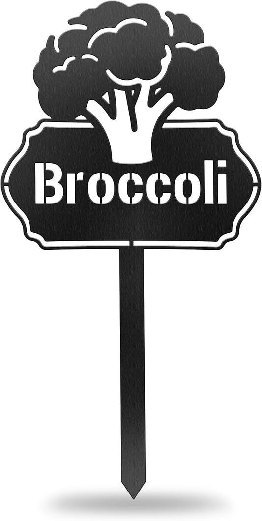 CUTHOLLOW Metal Plant Marker Stake Broccoli for Outdoor Indoor, Waterproof 11.8 inch Cute Garden Plant Labels Sign Tag for Vegetables, Farmhouse Greenhouse Decor - Funny Gardening Gifts-VerdiqueGarden