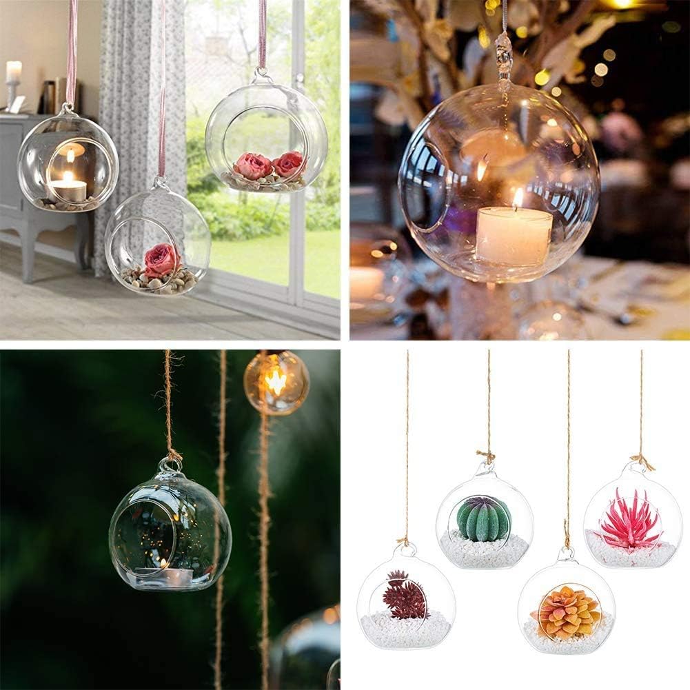 Sziqiqi 3.15inch Glass Globes Glass Bulbs Hanging Tea Light Holder Terrarium Container Wedding Centerpiece Backyard Decoration Christmas Ornaments 90pcs+10 Extra-VerdiqueGarden
