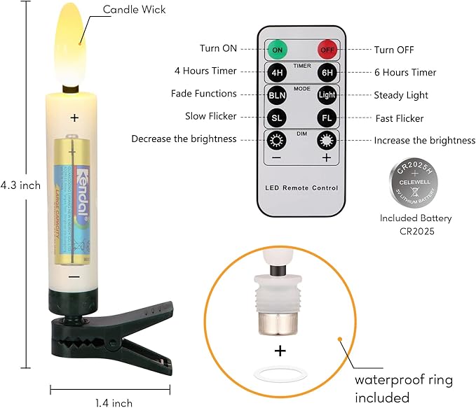 20 PCS Flameless LED Taper Candles Flickering Flame Battery Operated with Remote & Timer Warm White Christmas Tree Candle Lights for Home Kitchen Garden Birthday Party Decoration (20 PCS,Ivory)-VerdiqueGarden