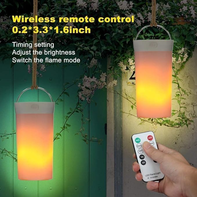 Led Flame Light,USB Rechargeable LED Fire Candles Outdoor Hanging Lamps with Remote for Home Party Halloween Christmas Decoration (Warm White)-VerdiqueGarden