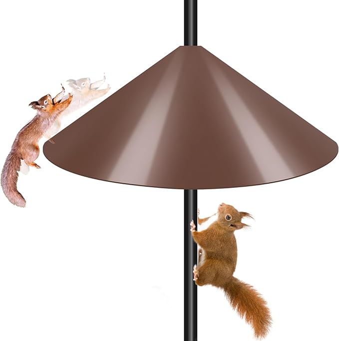 Gtongoko 19 Inch Squirrel Baffle for Bird Feeder Pole Squirrel Guards for Shepherds Hook Stopper for Bird Feeders Brown 1 Pack-VerdiqueGarden