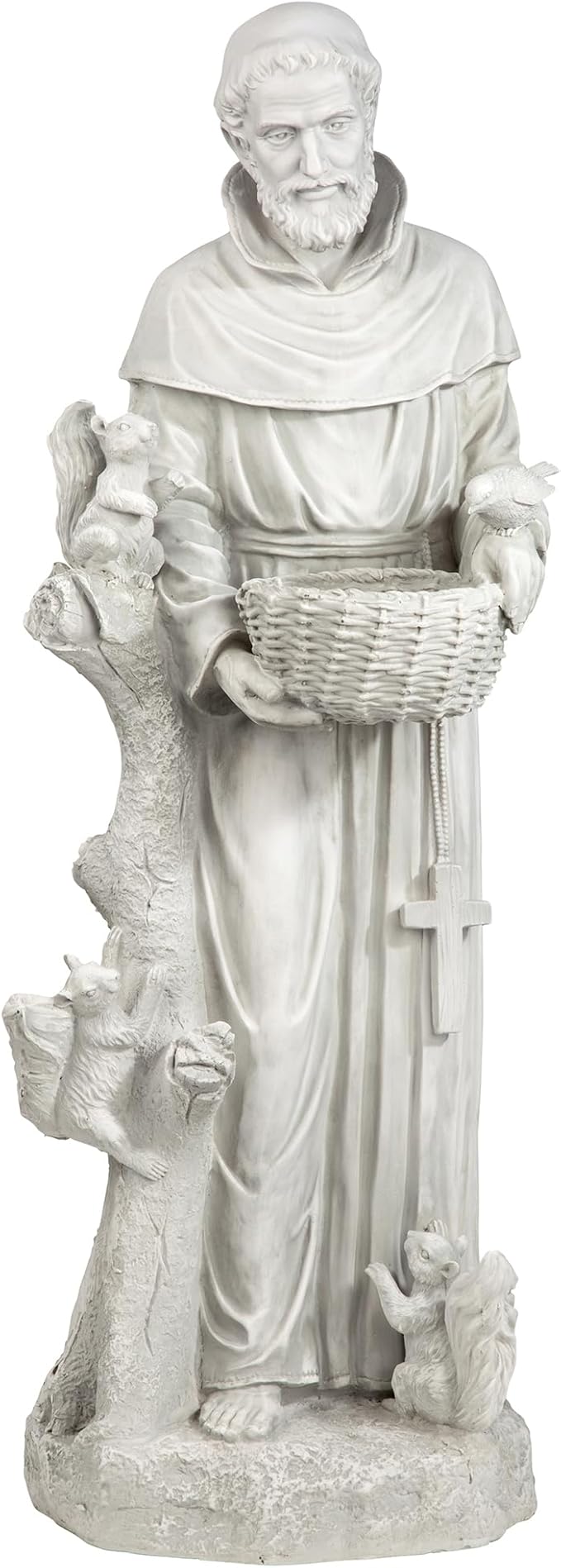 Design Toscano Nature's Nurturer Francis Assisi Religious Garden Decor Statue Bird Bath Feeder, Large, 37 inch, Cast Stone Resin, Antique Stone Finish-VerdiqueGarden