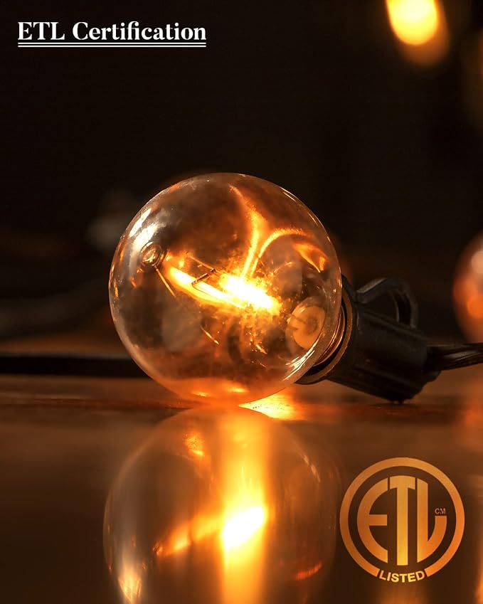 Lightdot 200FT Outdoor String Lights, LED Bistro String Lights with Shatterproof G40 Vintage Bulbs, 2200K Dimmable, Waterproof Hanging Lights for Porch, Deck, Garden, Backyard, Balcony - ETL Listed-VerdiqueGarden