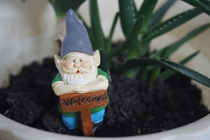 MUAMAX Miniature Gnome Figurines Fairy Gardens Gnomes Accessories Gift for Garden Little Gnomes Small Gnome 3''-VerdiqueGarden