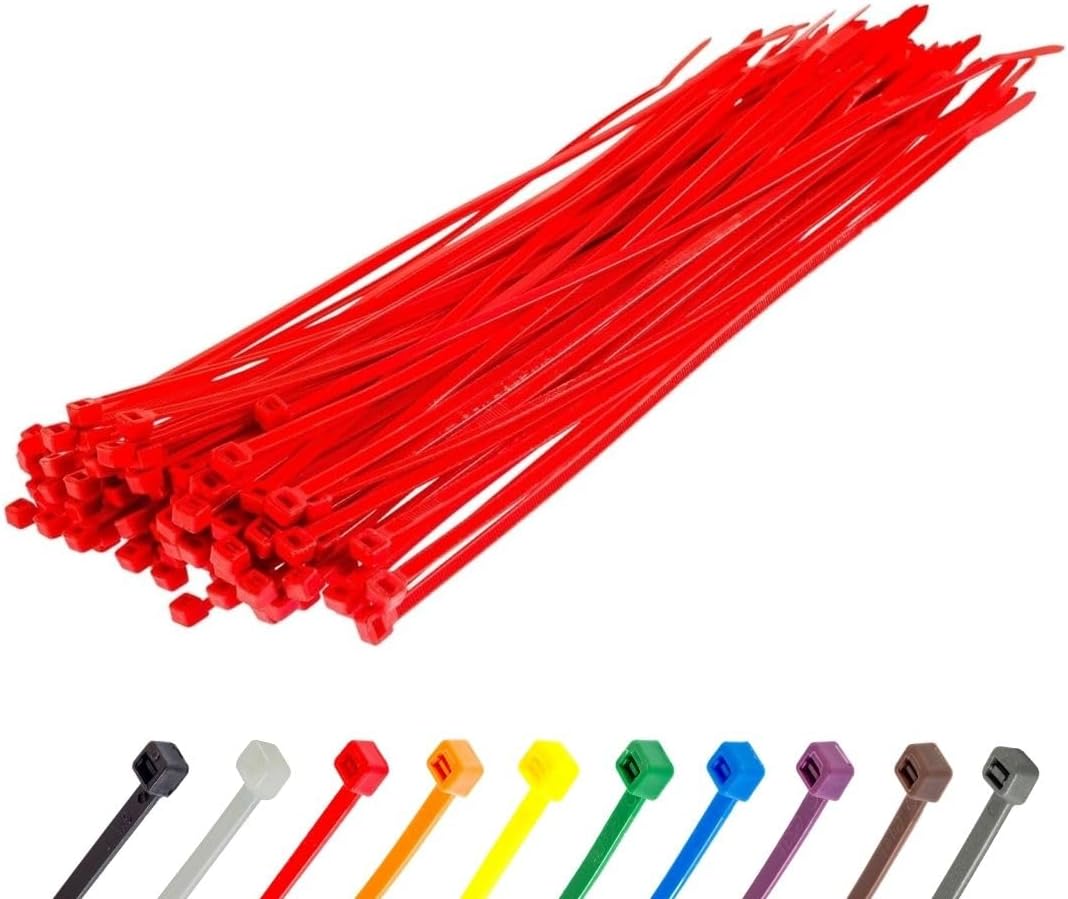 GTSE 12 Inch Red Zip Ties, 100 Pack, 40lb Strength, UV Resistant Long Nylon Cable Ties, Self-Locking 12" Tie Wraps-VerdiqueGarden