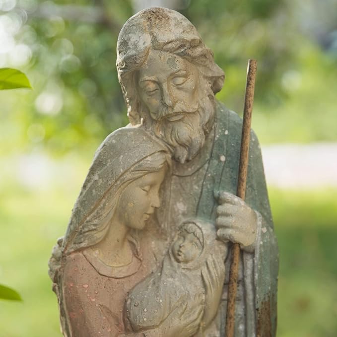 Holy Family Garden Statue Large Catholic Outdoor Sculpture H31.5” Big Sacred St Joseph Tall Virgin Mary Religious Saint Mother of God Outside Yard Lawn Patio Painted Resin-VerdiqueGarden
