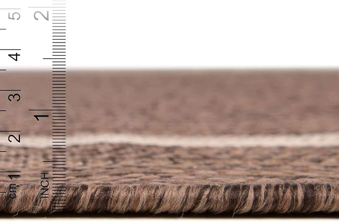 Unique Loom Outdoor Border Collection Area Rug - Soft Border (2' x 8' Runner, Brown/ Ivory)-VerdiqueGarden