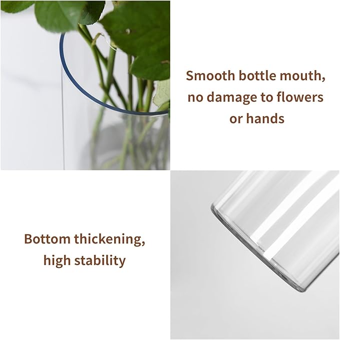 Clear Flower Vase, Non-breakable Vases, 4" W x 10" H, Acrylic Vase, Aesthetic Room Decor Cylindrical Modern Flower Vases for Table Centerpiece, Home Decor, Women Floral Arrangement Gift-VerdiqueGarden