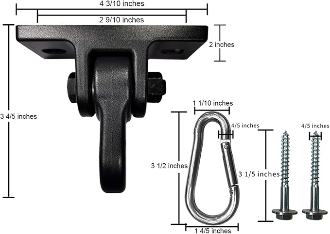 Heavy Duty Black Swing Hangers Screws Bolts Included Over 5000 lb Capacity Playground Porch Yoga Seat Trapeze Wooden Sets Indoor Outdoor 2 Pack-VerdiqueGarden