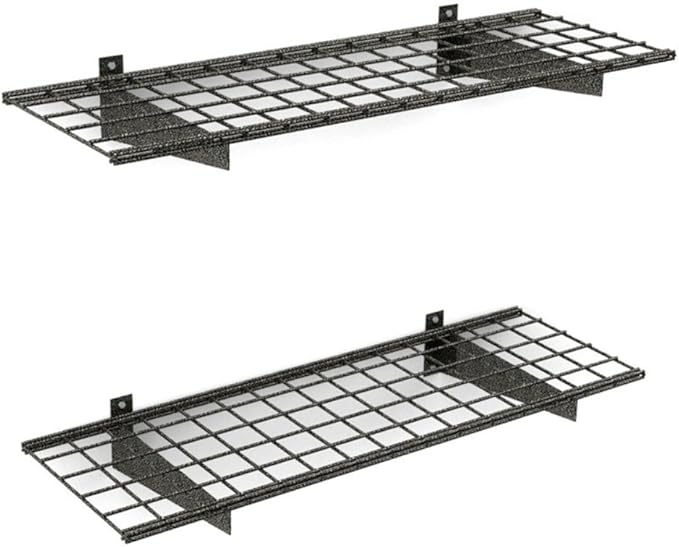 00651 2-Pack Heavy Duty Steel Wall Garage Shelving, 45-Inch X 15-Inch, Low-Profile Brackets, Max Shelf Load 200 Pounds, Hammertone-VerdiqueGarden