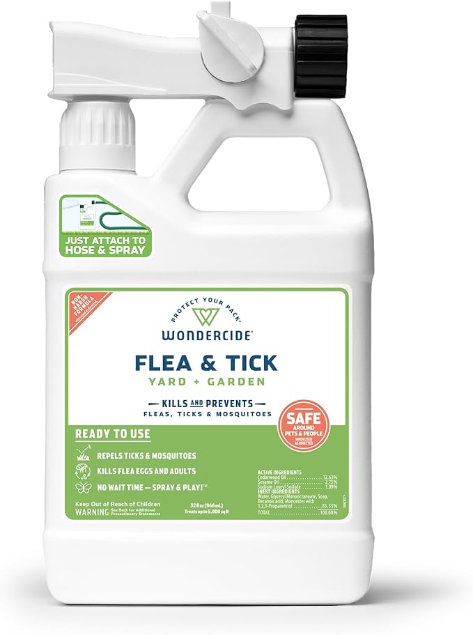 Wondercide - Ready to Use Flea, Tick, and Mosquito Yard Spray with Natural Essential Oils – Mosquito and Insect Killer, Treatment, and Repellent - Plant-Based - Safe Around Pets, Plants, Kids - 32 oz-VerdiqueGarden