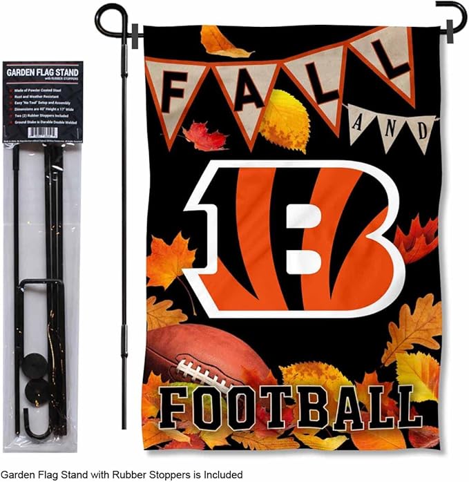 WinCraft Bengals Fall Seasonal Garden Flag and Flagpole Mount-VerdiqueGarden