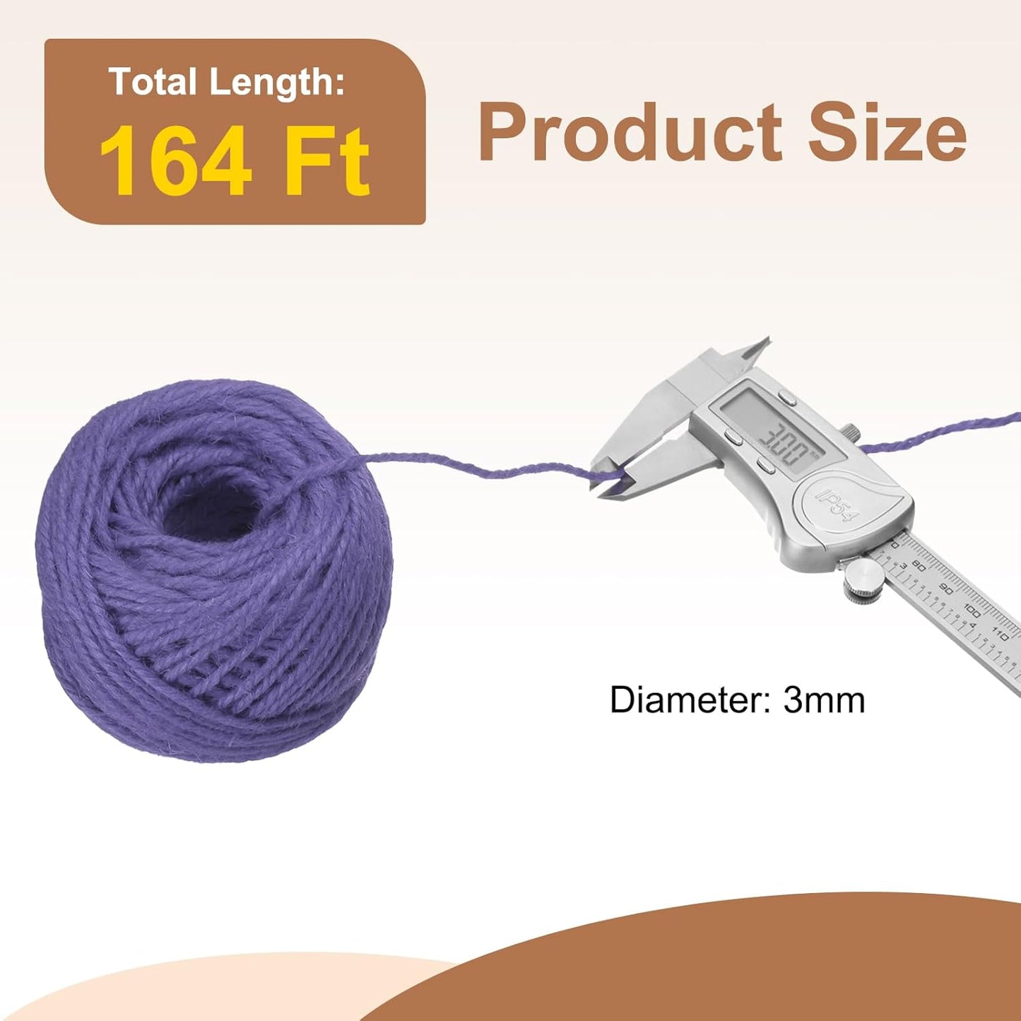 uxcell 164 Feet Natural Jute Twine String,3mm Thin Garden Twine Rope Colored Plant String Cord for DIY Art Crafts Gift Wrapping Decoration Packing Gardening Plant Hanger,Purple-VerdiqueGarden