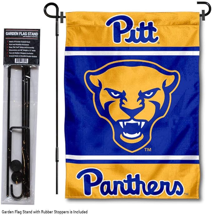 College Flags & Banners Co. Pittsburgh Panthers Garden Flag with Stand Holder-VerdiqueGarden