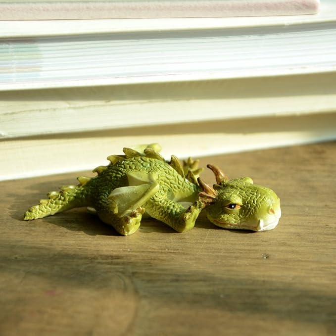 Top Collection Miniature Fairy Garden and Terrarium Statue, Sleepy Mini Dragon-VerdiqueGarden