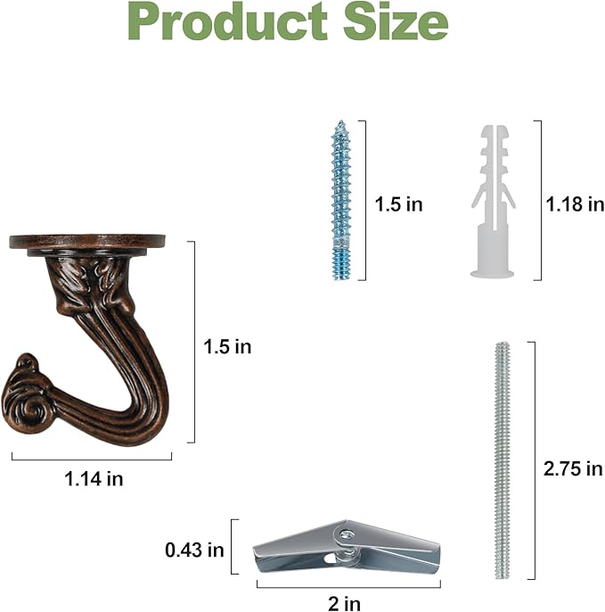 Ceiling Swag Hook Sets - Heavy Duty Hooks with Mounting Hardware for Hanging Plant, Ceiling or Extender Chains - Easy Install with Screws/Brackets-VerdiqueGarden