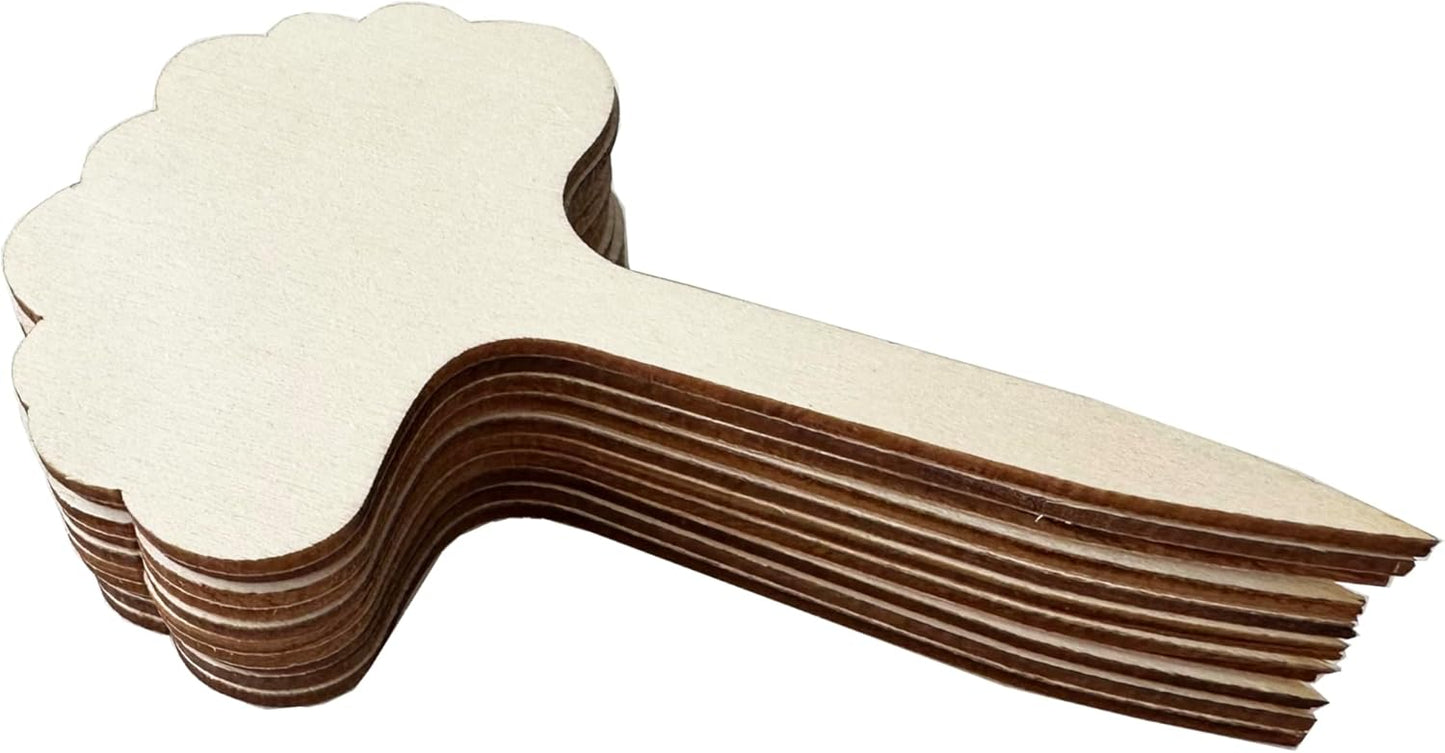 100 Pcs Wood Plant Labels, Natural Wooden Plant Marker Garden Sign Tags, T-Type Garden Markers for Succulents, Herbs, Seedlings, Potted, Flowers, Vegetables (Cloud)-VerdiqueGarden