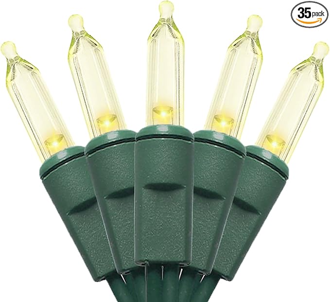 MULTI-SPARKING White LED Christmas Lights - 35 Count Warm White Christmas String Lights for Small Tree, Crafts, Holiday, Indoor/Outdoor Decorations, 11 Feet Green Wire, UL Certified, Connectable-VerdiqueGarden