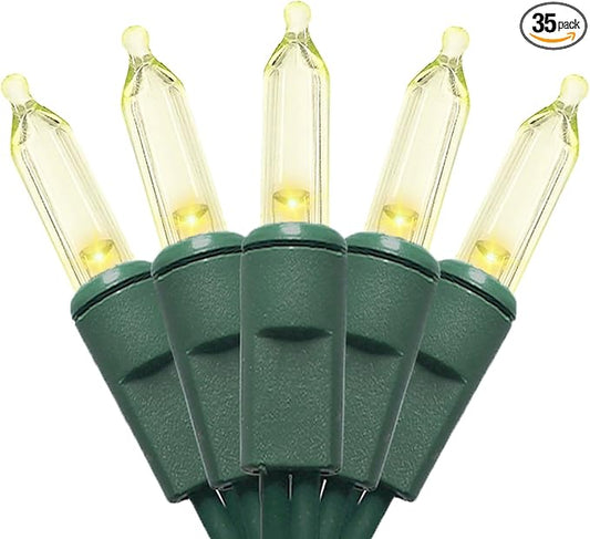 MULTI-SPARKING White LED Christmas Lights - 35 Count Warm White Christmas String Lights for Small Tree, Crafts, Holiday, Indoor/Outdoor Decorations, 11 Feet Green Wire, UL Certified, Connectable-VerdiqueGarden