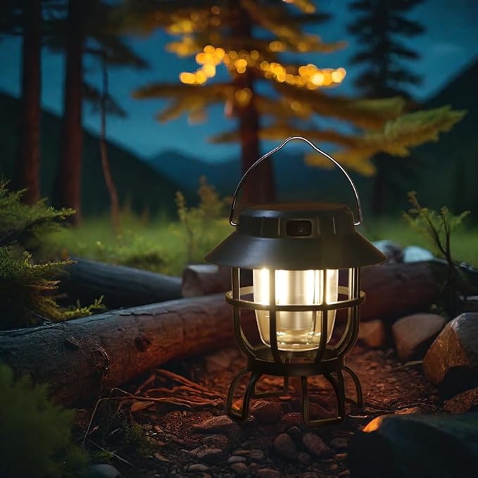 TRIROCKS Set of 2 LED Solar Camping Lantern Dimmable Rechargeable Lantern IPX3 Water-Resistant Portable Emergency Lights Outdoor Camping Lights for Camping Home Power Outage Hurricane Hiking (Green)-VerdiqueGarden