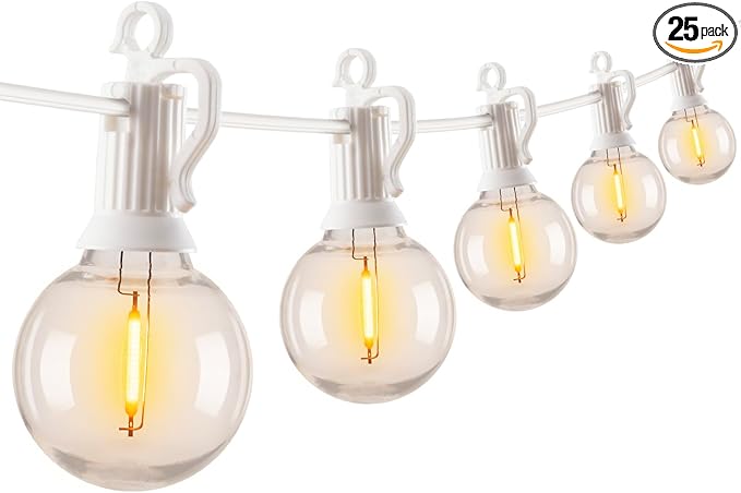 Outdoor String Lights - 50 Ft Waterproof Connectable Commercial LED Patio Lights with 25 G40 Globe Bulbs, All Weatherproof Hanging Globe Lights for Outside Backyard Porch Party Decoration-VerdiqueGarden