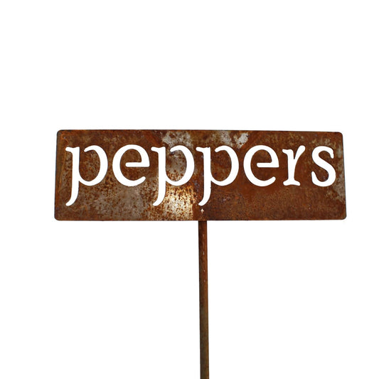 Classic Metal Garden Markers 19 Inches Tall (peppers, Naturally Rusted)-VerdiqueGarden