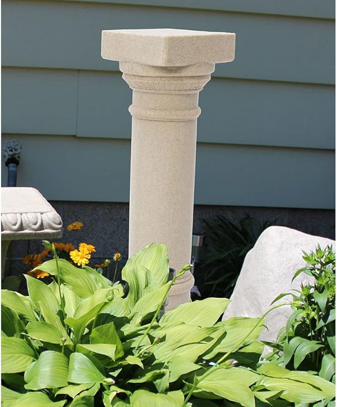 EMSCO Group Greek Column Statue – Natural Sandstone Appearance – Made of Resin – Lightweight – 32” Height-VerdiqueGarden