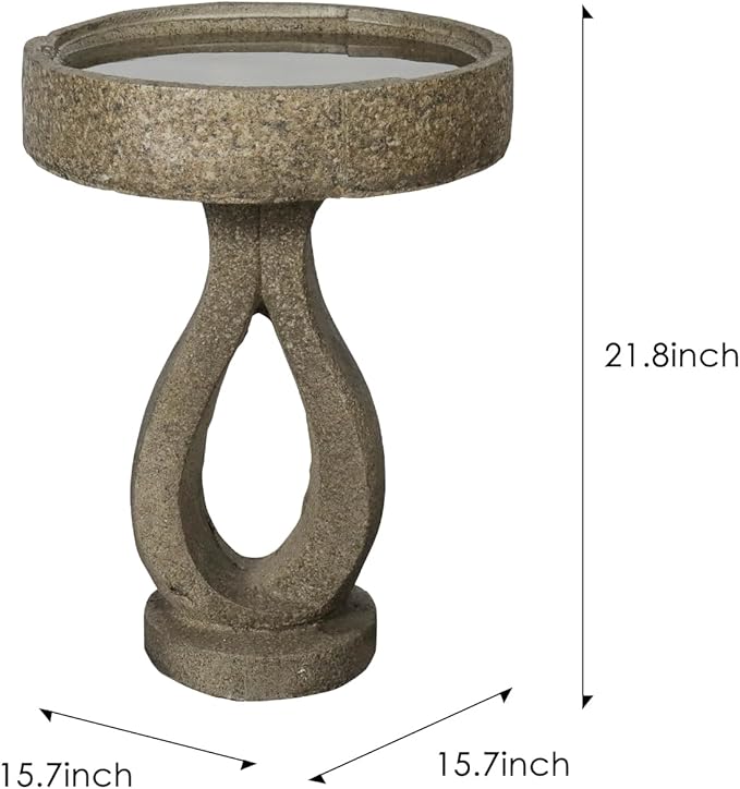 SKYFIRE 21.8”Birdbaths for The Garden Clearance -Concrete Modern Bird Bath for Outside, Yard Statue Decoration for Garden, Patio, Yard, Lawn -15.7”Dia X 21.8”H Contemporary Birdbath with Pedestal-VerdiqueGarden