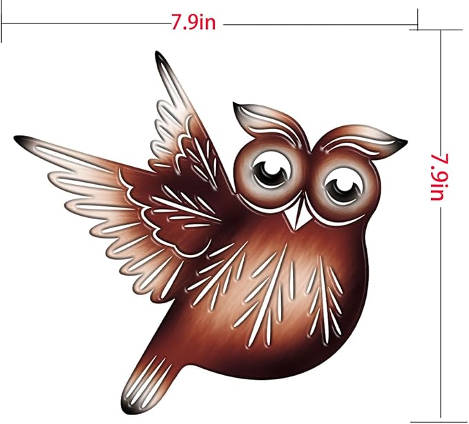 EiGreen Metal Owl Wall Art Decor, Metal Colorful Birds 3D Outdoor Wall decoration,Hanging Ornaments Hand-made cute owl Wall Art Fence Decorations for Living Room Patio Balcony (owl)-VerdiqueGarden