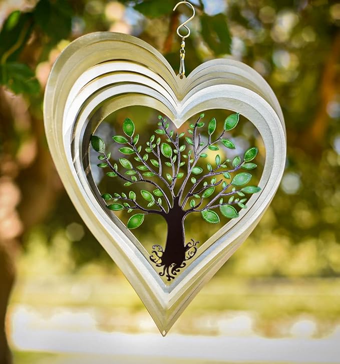 Heart Wind Spinners for Yard and Garden, Metal Ornaments for Garden Décor, Outdoor Wind Spinner, Heart Décor Gifts, Outdoor Garden Decoration, Heart Gifts for Women by ISEO (12 inch)-VerdiqueGarden