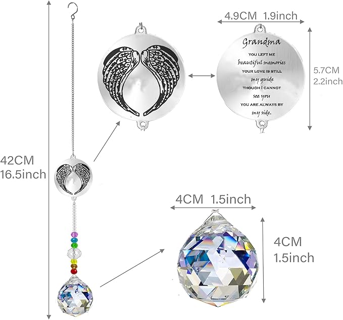 Memorial Gifts Crystal Suncatcher,Unique Sympathy Gifts for Loss of Loved One,Rainbow Maker Bereavement Gifts Box for Loss of Father Mom Dad Son Daughter Husband Brother Grandmother (Grandma)-VerdiqueGarden