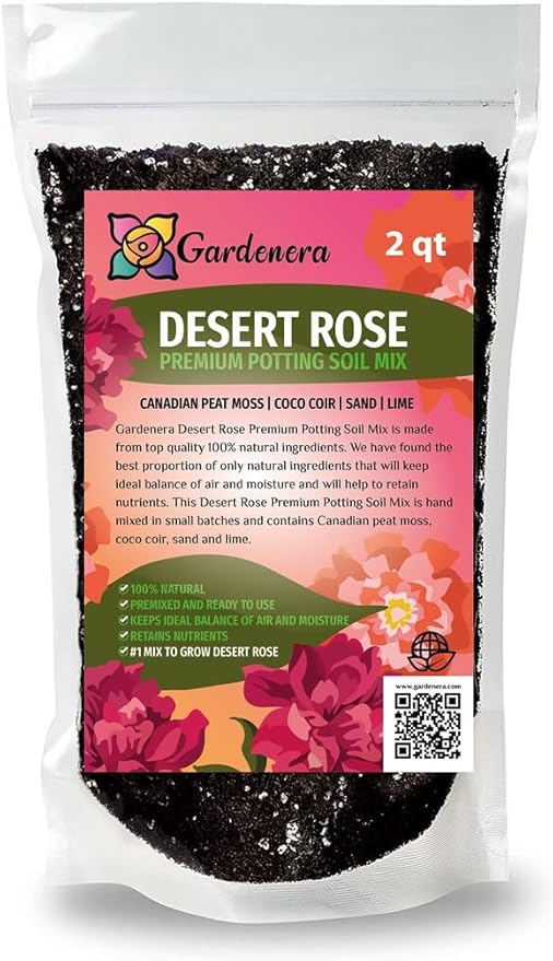 Organic Desert Rose Potting Mix by Gardenera - Nourish Your Adenium with The Finest Soil - 2 QUARTS-VerdiqueGarden