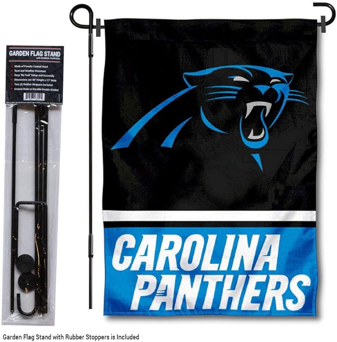 WinCraft Carolina Panthers Garden Flag with Stand Holder-VerdiqueGarden