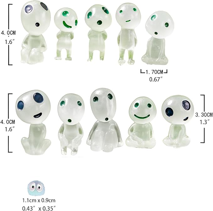 BEZALEL Glow in Dark Tree Elves, 28 Pcs Mini Fairy Garden Accessories, Luminous Ghost Micro Landscape Decorations, Miniature Glow Tree Spirits Outdoor for Bonsai Succulent Terrarium Decor-VerdiqueGarden