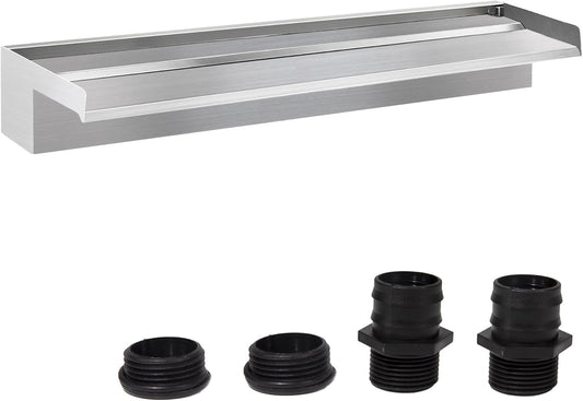 Waterfall Spillway Fountain 304 Stainless Steel Water Pool Fountain with Wider Water Flow Platform,Pool Waterfall for Outdoor Garden and Patio Decorations(35.5 Inch)-VerdiqueGarden