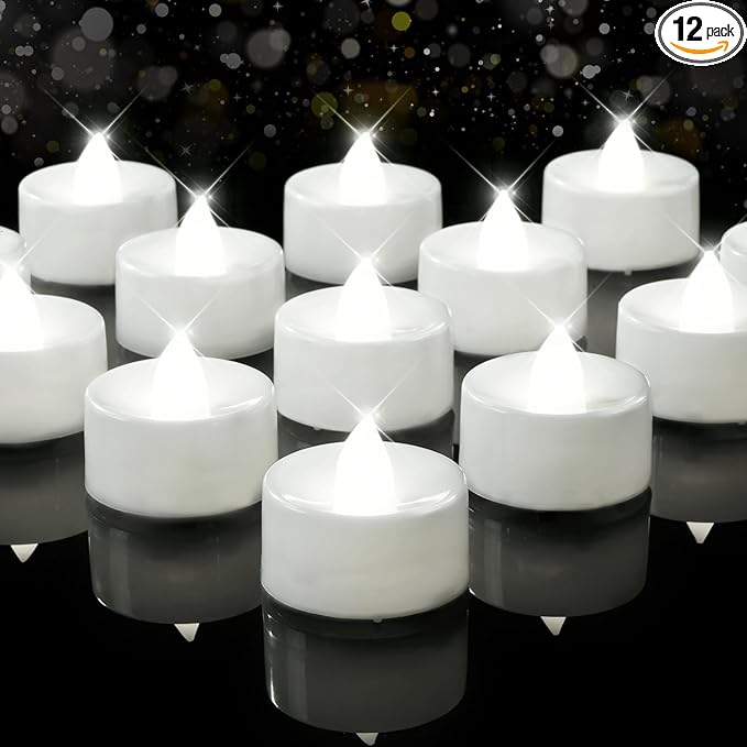 BEICHI Flameless Candles, 12Pack Battery Operated Candles, LED Tea Lights Candles Battery Operated, Flickering Fake Candles for Wedding Halloween Christmas Diwali- Pure White Light-VerdiqueGarden