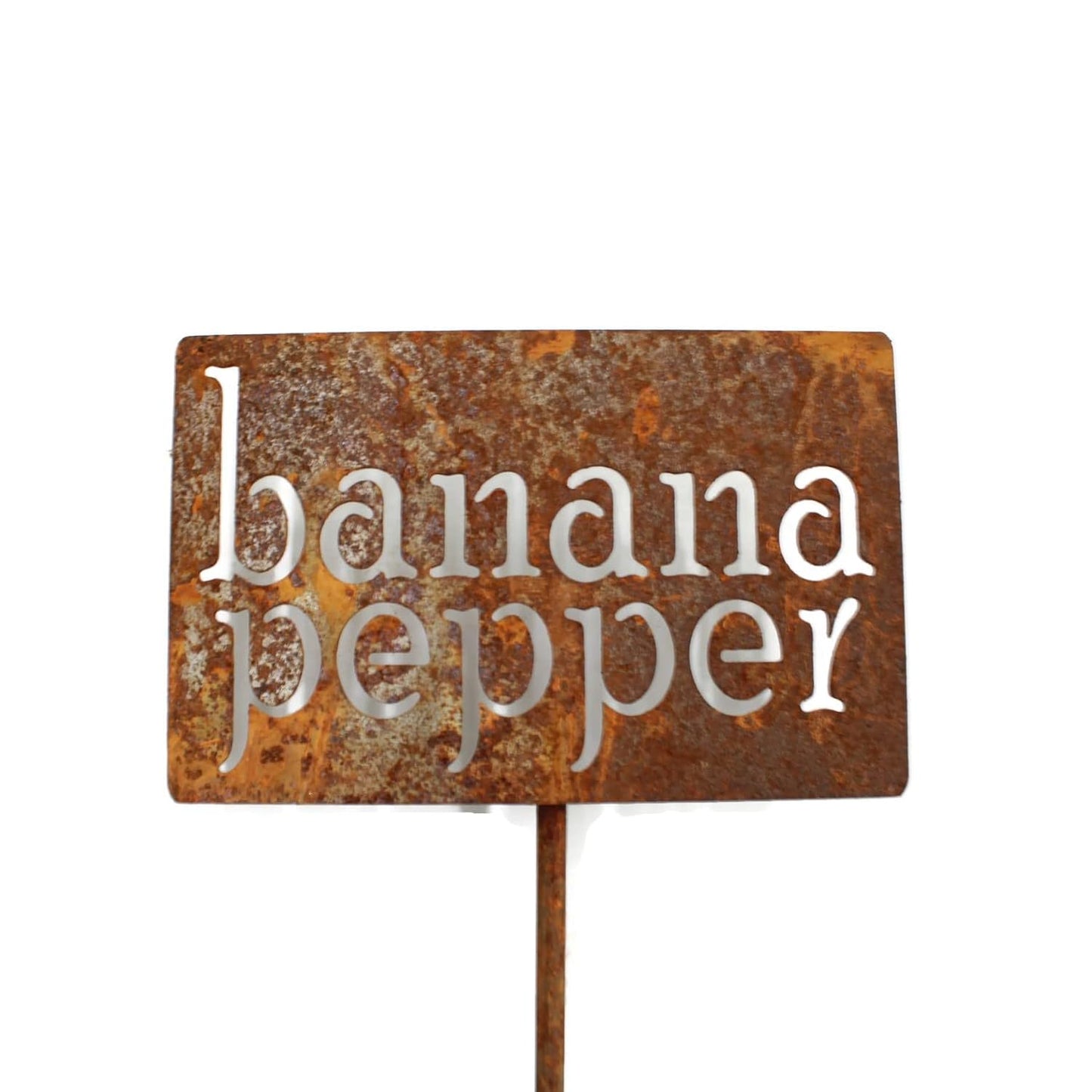 Classic Metal Garden Markers 19 Inches Tall (banana pepper, Naturally Rusted)-VerdiqueGarden