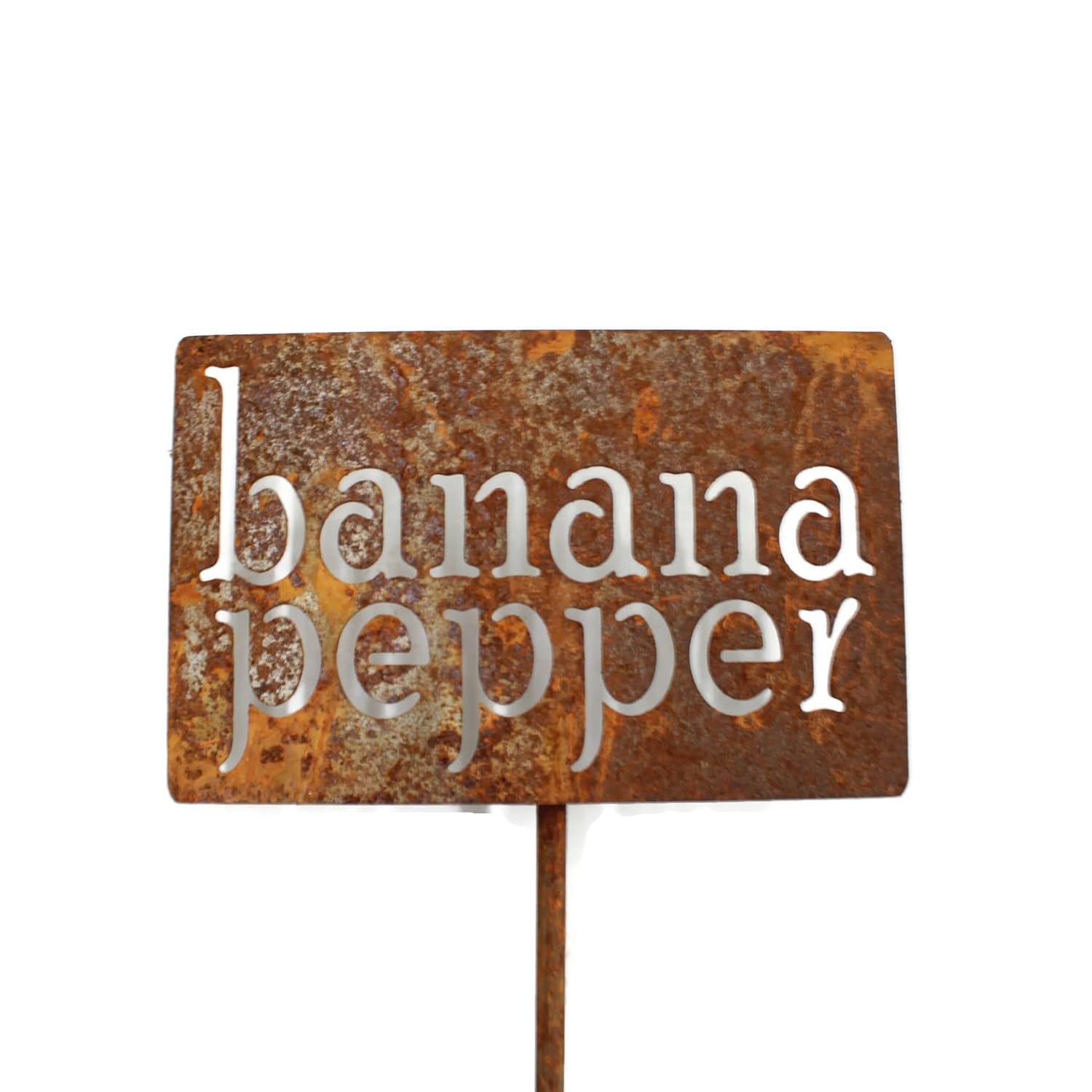Classic Metal Garden Markers 19 Inches Tall (banana pepper, Naturally Rusted)-VerdiqueGarden