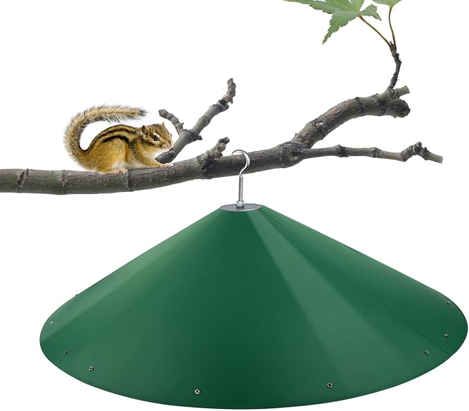 24-inch Large Outdoor Squirrel Baffles for Bird Feeders Pole, Squirrel Baffle with Metal Frame, Squirrel Guard for Bird Houses, Two Way Use, Green Color-VerdiqueGarden