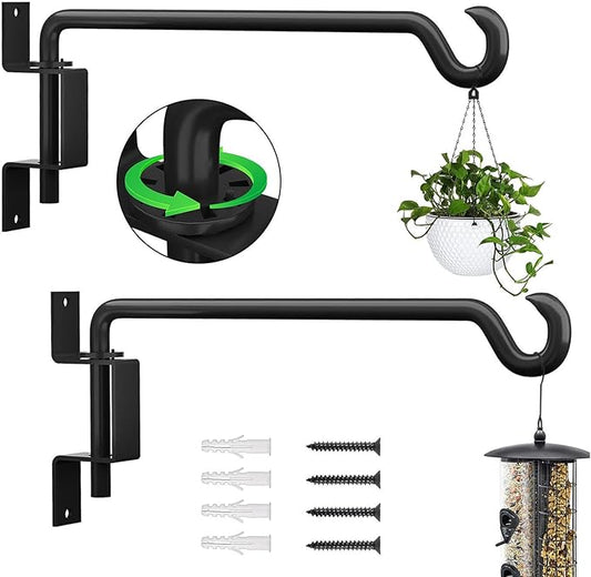 10 Inch Hanging Plant Holder, Wall Plant Hanger, Plant Hangers Outdoor, Swivel Plant Hanger, for Outdoor Hanging Bird Feeders, Wind Chimes, Plant Baskets, Black-VerdiqueGarden