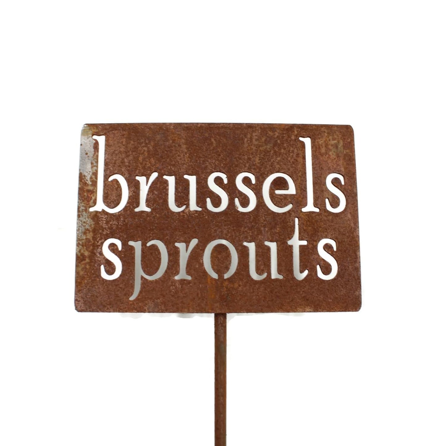 Classic Metal Garden Markers 19 Inches Tall (brussels sprouts, Naturally Rusted)-VerdiqueGarden