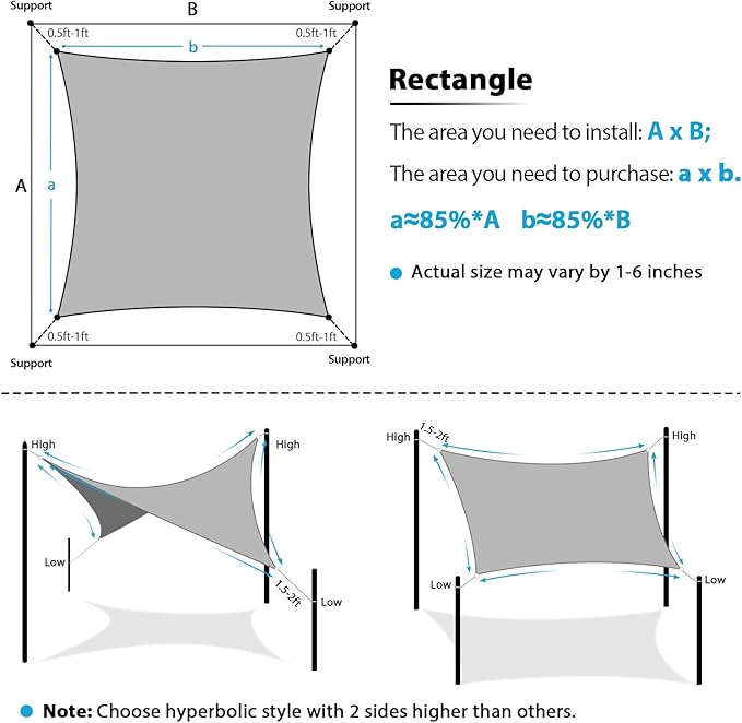Amagenix Sun Shade Sail 7X9 Curved Edge Outdoor Shade Canopy Dark Grey Breathable 95% UV Block Shade Cloth for Patio Garden Backyard (We Make Custom Size)-VerdiqueGarden