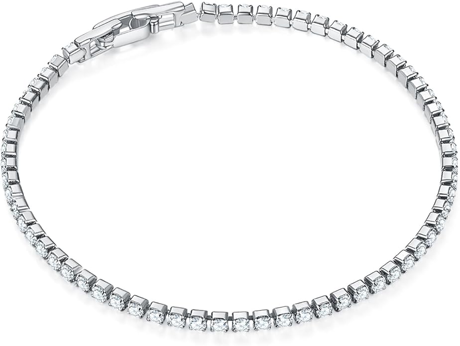 MINDDHA 14K Gold/White Gold Plated Cubic Zirconia Tennis Bracelet | Silver, Gold Bracelets for Women | Elegant CZ Tennis Bracelet for Women, Thin, Dainty, & Classic, Size 6-8 Inch