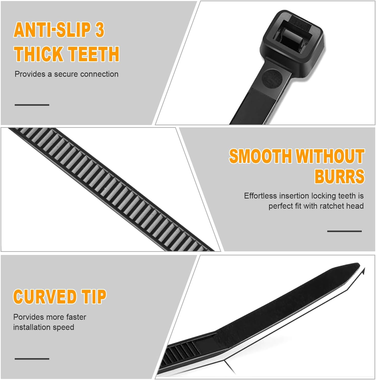 1200pcs Black Cable Zip Ties 12 Inch, Heavy Duty Plastic Nylon Tie Wraps with 50lb Tensile Strength for Indoor & Outdoor-VerdiqueGarden