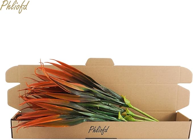 32Pcs Artificial Grass Fake Plants 17.3in Outdoor Plastic Plants UV Resistant Greenery Fake Grass for Home Window Garden Office Patio Hanging Planter Pathway Front Porch Décor Red-VerdiqueGarden