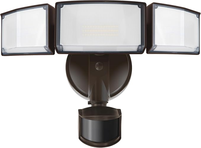 LUTEC 72W 7500LM LED Security Lights Motion Sensor Light Outdoor, 5000K Daylight, IP65 Waterproof, Dusk to Dawn, 3-Head Motion Detected Flood Light for Garage, Yard, Porch(Brown)-VerdiqueGarden