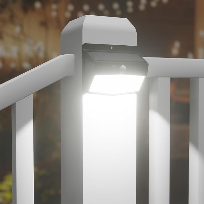 [ 16 Packs] Solar Motion Sensor Lights Outdoor, Solar Fence Lights with 3 Lighting Modes, Solar Powered Security Lights Waterproof for Outside Yard Wall Garden Backyard Deck Step Garage-VerdiqueGarden