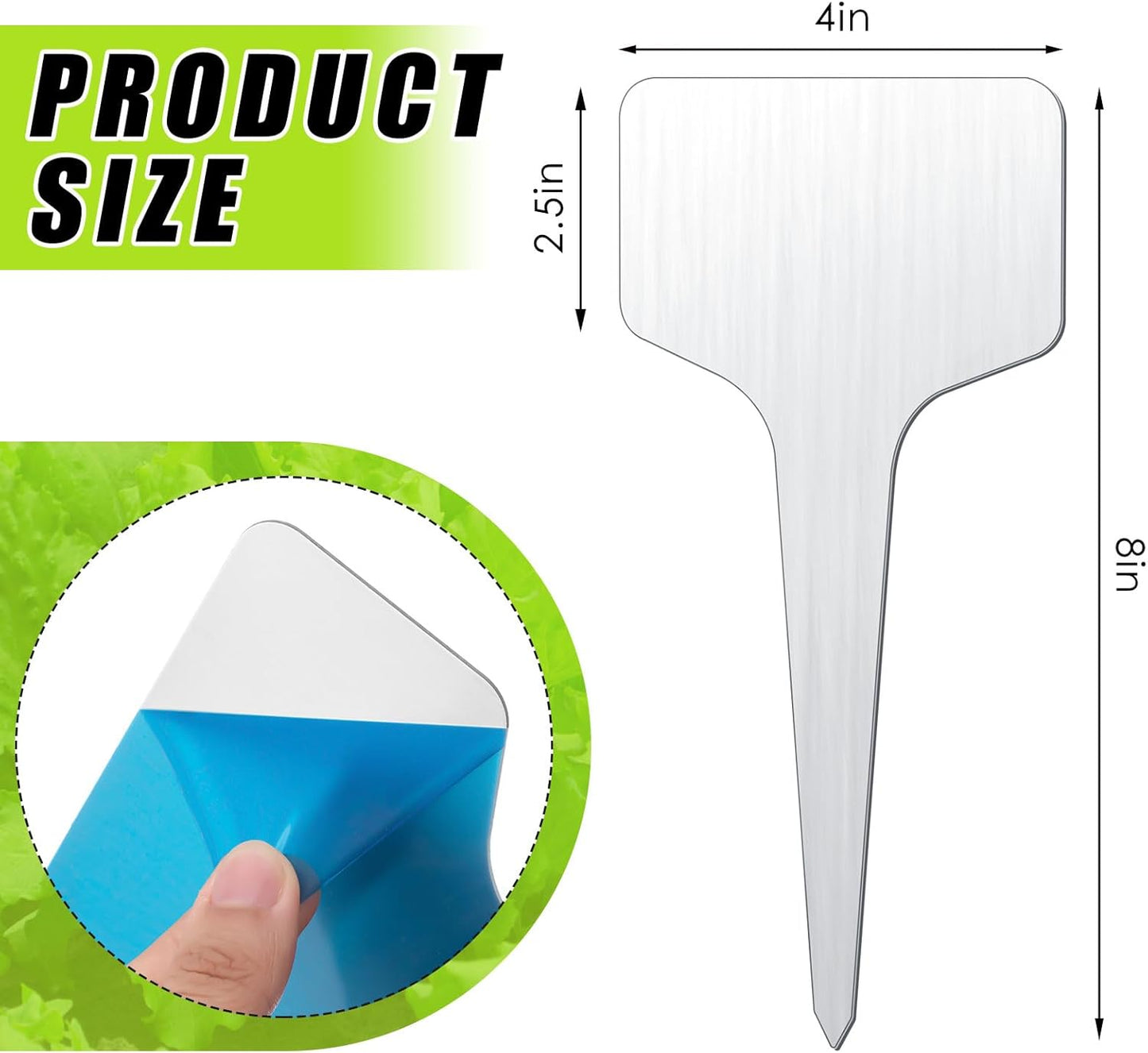 Hicarer 24 Pcs Durable Metal Plant Labels Christmas Gift Weatherproof Garden Markers Engraving Stainless Steel 304 T-Type Reusable Plant Tags for Gardeners Outdoor Greenhouse Vegetables(4x8 Inch)-VerdiqueGarden