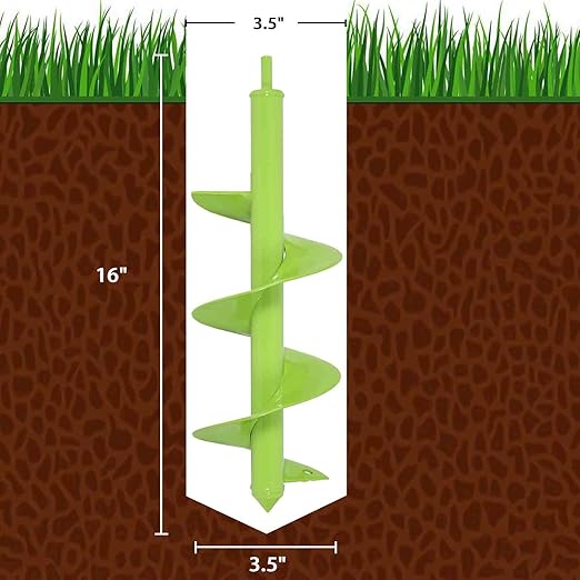TCBWFY Auger Drill Bit for Planting 3.5"x16",Extended Length Garden Auger Spiral Drill Bit for Planting Bulbs Flowers,Planting Auger for Drill Post Hole Digger for 3/8”Hex Drive-VerdiqueGarden